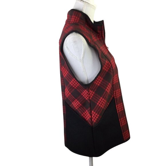 Stormy Kromer Ida Vest Wool Blend Buffalo Plaid Red Black Women's M Full Zip USA - Picture 8 of 8